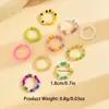 Anel Elástico de Miçangas de Arroz de Cores Misturadas Estilo Japonês e Coreano Moda Elegante Estilo Ins Conjunto de 10 Peças de Anéis Coloridos de Miçangas de Arroz
