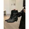 Botines de Tacón Alto Chuyuji de Nicho para Mujer, Nuevos Botines Individuales Primavera y Otoño 2026, Punta Fina, Estilo Occidental Retro de Media Pantorrilla