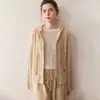 Suéter de Cachemira para Mujer Cardigan de Punto con Capucha Otoño e Invierno Nuevo Cable Grueso Estilo Perezoso Casual Chaqueta de Manga Larga Moderna