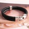 Pulsera Europea y Americana Simple y Versátil para Hombre de Cuerda de Cuero de Doble Capa con Hebilla de Gancho para Mujer 12mm Pulsera Personalizada de Acero Inoxidable con Logo Láser