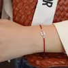 Pulseira de Prata Esterlina S925 com Gelo Triturado e Corda Vermelha, Moeda de Cobre, Contas de Prata, Pulseira de Corda Vermelha, Design para Casal e Melhor Amigo, Alto Padrão