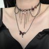 Luz de luxo tridimensional borla borboleta dupla camada empilhada colar moda feminina estilo escuro nicho elegante high-end cadeia de clavícula