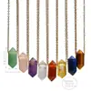 Collar Colgante Hexagonal de Cristal Más Vendido de Amazon para Mujer, Collar de Ágata de Cuarzo Rosa de Alta Gama Dorado Que No Se Desvanece