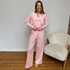 Nuevo Conjunto de Pijama de Tres Piezas Tejido acanalado Estampado Cardigan y Pantalones Cómodo Otoño/Invierno 2026 Exclusivo para Ropa de Casa Transfronteriza