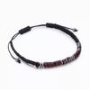 Popular Corda Trançada de Nylon Código Musgo Ímã Preto Ferro Pedra Pulseira Trançada Espaçador Lasca de Madeira Pulseira com Contas Magnéticas Pulseira