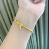 Pulsera de Oro Arena Vietnamita Chapada en Oro Estilo Fa Antiguo Hoja de Bambú Marea Nacional Little Red Book Tono Vibrante Misma Pulsera de Herencia de Bambú