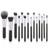 Set de Maquillaje Conveniente de 14 Piezas Brocha Suave para Base Brocha para Detalles de Ojos Ayudante de Viaje Herramientas de Belleza Multifuncionales