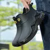 Botas de lluvia cortas para hombre, antideslizantes, impermeables, resistentes al desgaste, zapatos de goma de seguridad de corte bajo para trabajo, adecuados para cocina y lavado de autos