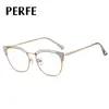 81658 En Stock Venta al por mayor Gafas Metálicas Anti Luz Azul, Moderno Marco Redondo Gafas con Carcasa Brillante para Mujer, Exclusivamente para Ventas Transfronterizas