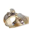 Anillo de diamante dos en uno transfronterizo anillo de bodas anillo de compromiso anillo Europa y Estados Unidos moda venta al por mayor