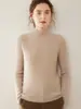 Otoño Invierno Nuevo Suéter de Cachemira para Mujer Ajustado Cálido de Cuello Semi Alto Tejido de Punto Manga Larga Top Suéter Capa Interior Capa Base