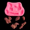 Esquilo da floresta pinha toco molde de silicone decoração de bolo chocolate forma de assar fondant Argila