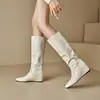 Botas de mujer altura interior botas de mujer sencillas 2026 comercio exterior otoño nuevo estilo europeo y americano punta fina botas de media caña