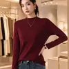 Gola meio alta em modal, caimento justo, estilo regular, blusa de manga longa feminina quente, sem costura, outono/inverno, efeito emagrecedor