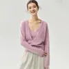 Mistura luxuosa de caxemira (75% caxemira + 25% seda de amoreira) Conjunto de duas peças para mulheres: cardigã com decote em V e regata, peça de outer wear de tricô para outono/inverno 2026