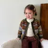 Novedades el 18.8) Cárdigan de punto para niña, nuevo estilo de otoño, chaqueta suéter Fair Isle para niños, ropa de bebé