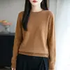 Cross26 Otoño/Invierno Primera Línea Ropa Lista para Usar Suéter de Punto Cuello Redondo para Mujer Manga Larga Jersey Capa Base Versátil Holgado Estilo Caliente