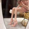Nova Coleção Primavera/Verão 2026 Estilo Sexy Vazado Uma Alça Fivela Elegante Nude Solado Vermelho Salto Alto Feminino Salto Fino Bico Fino Sapatos