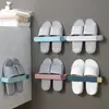 Prateleira de Sapatos de Banheiro Montada na Parede Sem Furos Porta de Trás Sapateira Drenante Rack de Armazenamento de Banheiro Porta-Toalhas