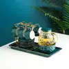 Juego de Tazas de Cerámica de Alta Gama para Uso Doméstico, Tazas de Té, Tazas de Café, Jarra Transparente de Vidrio para Jugos y Agua Fría para la Sala de Estar, Tetera Transparente