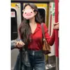 Cárdigan de Punto de Manga Larga Retro 2025 Elegante Prenda Básica Nuevo Estilo Aspecto Adelgazante Suéter de Punto Estilo Hong Kong para Mujer