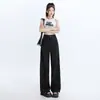 Pantalones Casuales de Pierna Ancha Color Albaricoque Arroz para Mujer Verano 2024 Nuevo Tubo Recto Holgado Cintura Alta Delgado Pantalones de Traje