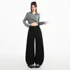 2025 Outono e Inverno Nova Moda Hot Girl Estilo Retrô Calças Tendência Soltas Cimitarra Calças de Perna Larga Estampa de Leopardo Casual Calças Femininas