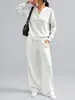 2026 Ropa de mujer transfronteriza europea y americana otoño e invierno nueva moda top holgado de manga larga y pantalones de pierna ancha conjunto deportivo casual de dos piezas