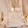 2025 Caixa de Doces de Casamento Original Branco Creme Caixa de Presente Textura de Laço Champagne Francês Bolsa Tote Francesa