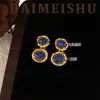 Moda Retro Europea y Americana Sencillos Versátiles Pendientes de Piedra Natural Lujo Ligero Gama Alta Nicho Temperamento Pendientes de Aguja de Plata 925