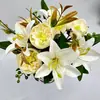 Fornecimento direto da fábrica rosa simulação Lírio 9 rosas buquê de flores artificiais adereços de palco de casamento decoração flores artificiais simulação