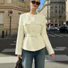 Ropa Baifen Tiktok Transfronterizo 2026 Otoño/Invierno Nueva Elegante Estilo Oficina Chaqueta de Tweed Estilo Chanel
