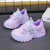 Sapatos femininos de malha respirável sola macia primavera e outono novos casuais princesa infantis versáteis tênis esportivos da moda tênis do papai