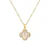 Collar colgante vintage multiestilo para mujer, cadena de clavícula con colgante de flor, cruz y circón, joyería simple y de nicho, colgante europeo y americano
