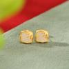 Yuebao Jewelry Plata de Ley S925 Chapado en Oro Jade Hetian Nudo de Bambú Vintage Hoja de Bambú Pendientes Cuadrados Pendientes de Diamante Cuadrado Plateados Elegantes