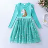 Vestido de Princesa para Niña con Lentejuelas de Unicornio Manga Larga Vestido de Otoño Fiesta de Cumpleaños Infantil Boda Vestido de Tul