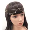 Joias Transfronteiriças Europeias e Americanas Corrente Personalizada Boêmia com Pingente de Franja Corrente com Pedra de Zircônio Imitação Estilo Exótico Corrente de Cabelo Sexy Acessórios de Cabelo