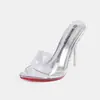 Sandalias de comercio exterior, tacones altos de verano con punta abierta, tacones de aguja de cristal transparente, sandalias sexys para discoteca para mujer, venta directa del fabricante, transfronterizo