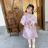 [Estilo de Liquidação] Estilo chinês Ano Novo Cheongsam com Cotton Tang Suit Vest Dress para meninas