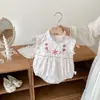 Macacão de Bebê Verão Estilo Fino para Meninas, Macacão sem Mangas Bordado e Saia, Roupas Combinando Estilo Coreano para Irmãs, Classe A