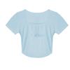 Camiseta corta de manga corta para mujer, estilo francés, sexy, bordada, irregular, para verano