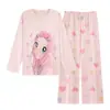 Conjunto de Ropa para el Hogar de Algodón Puro para Mujer, Manga Larga, Pantalón Largo, Gatito, Primavera y Otoño 2026, con Almohadillas de Sujetador Integradas