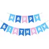 Bandeira de Aniversário Transfronteiriça Faixa de Aniversário Decoração de Festa de Aniversário para Menino Azul Claro Azul Escuro Laranja Letras Feliz Aniversário