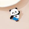 Design original Sports Panda Broche Fitness Halterofilismo Artes marciais Halteres Bonito Desenho Animado National Tide Souvenir Acessórios
