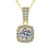 Collar transfronterizo de gema de color tallada en cuadrado de un quilate, colgante de moissanita de color en plata 925, cadena para la clavícula de diamante de color chapada en oro de 18 quilates