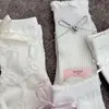 Meias Brancas Doces Estilo Girly Versáteis de Renda Fofas Alta Aparência Meias de Verão Laço Estilo Coreano