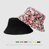Sombrero de pescador de doble cara transfronterizo de Amazon Flor japonesa Calle coreana Estampado bronceado Sombrero de cubeta hip-hop Sombrero para el sol