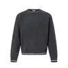 Suéter de Gola Alta Grosso Melard Vintage Costurado à Mão, Unissex, Versátil, Sensação de Luxo, Blusa Casual Solta, Moderno