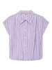 Comercio exterior transfronterizo ropa de mujer 2026 verano nuevo francés dulce a rayas top de camisa corta 6009571