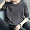 Nueva camiseta de manga larga para hombre 2026, top elástico de primavera y otoño, capa base holgada de peso pesado, camisa de manga corta para hombre